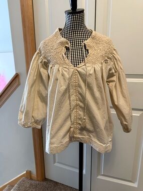 Evereve Cream Smocked Yoke Top NWOT